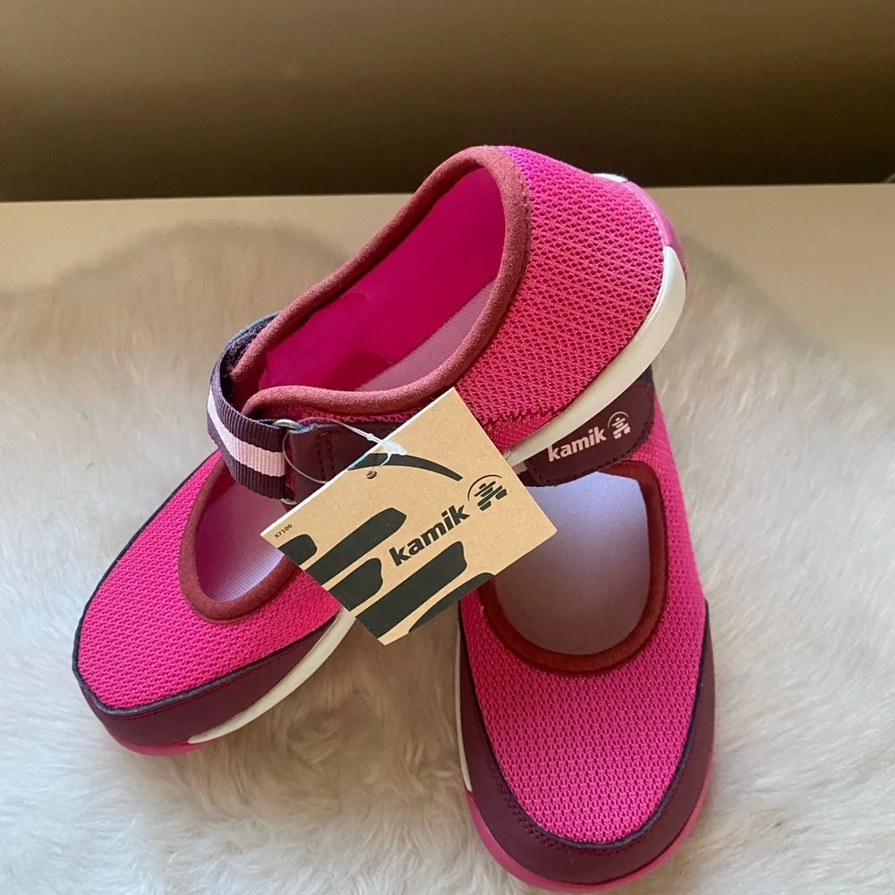 Kamik Pink and Dark Raspberry Mary Jane Flats